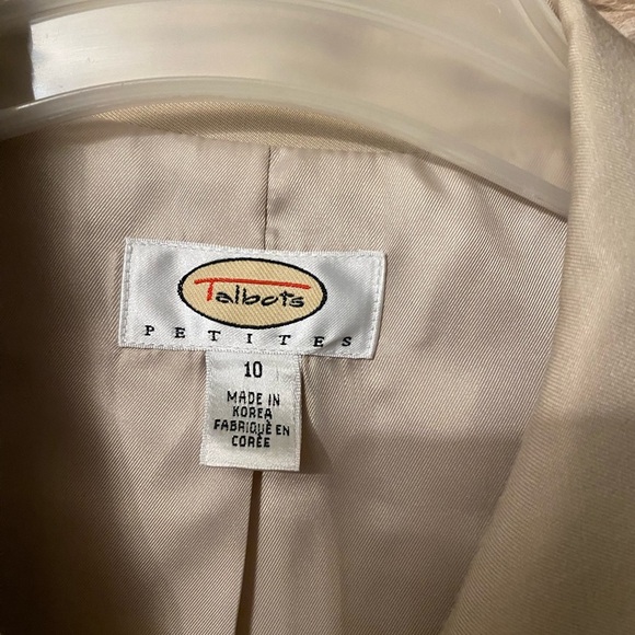 TALBOTS Womens Blazer SZ 10 Light Cream/Ivory Safari Style Lightweight - Picture 6 of 14
